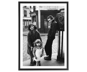 Générique Tableau Robert Doisneau - Les Enfants de la Place Hebert 50 x 70 cm avec cadre en bois noir inclus - Affiche décoration noir et blanc