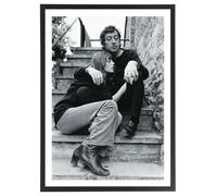 Générique Tableau Serge Gainsbourg & Jane 50 x 70 cm avec cadre en bois noir inclus - Affiche décoration musique noir et blanc
