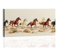 Générique Tableau sur Toile 140L x 70l cm Couleurs Éclatantes Vintage Désert Animaux Cheval, Décoration Murale Encadrée Résistante à la Lumière Style Western - Art Mural Prêt à Poser pour Salon