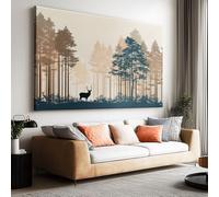 Générique Tableau sur Toile Design 40L x 30l cm Campagne Forêt Animal Cerf, Décoration Murale Moderne Encadrée Sud Ouest pour Salon et Chambre - Impression Haute Définition Prête à Accrocher