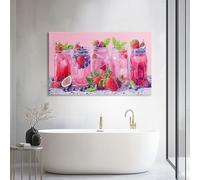 Générique Tableau sur Toile Design Rose Nourriture Fruit Fraise 140L x 70l cm, Décoration Murale Moderne Encadrée Moderne pour Salon et Chambre - Impression Haute Définition Prête à Accrocher