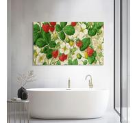 Générique Tableau sur Toile Moderne 120L x 80l cm Beige Style Campagne Fruit Fraise Floral avec Cadre, Peinture Murale Artistique Campagne pour Décoration Maison - Cadeau de Crémaillère Prêt à Poser