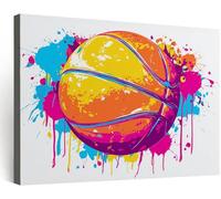 Générique Tableau sur toile Murale Salon Grand, 40 x 30 cm Impression sur Toile Cadre, Cadre Decoration Murale Graffiti Dessin Animé Sports Basket de Chambre Restaurant Bureau, Blanc