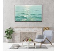 Générique Tableau Texturé Océan Bleu Vert, Peinture À L'Huile Moderne 100% Peinte À La Main, Sans Cadre, Œuvre D'Art Esthétique Pour Salon Et Chambre Paysage Marin Naturel, Décoration Inté