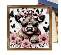 Générique Tableaux d'Art de Vache | Posters Drôles au Style Rustique Ferme avec Cadre | Collection d'Animaux Art Mural - Pour Décoration Chambre Salle de Bain et Dortoir