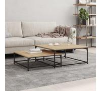 Générique Tables Basses Gigognes 2 Pcs Bois d'Ingénierie Chêne Sonoma | Design gigogne gain de place, dessus robuste, polyvalent pour salon chambre bureau