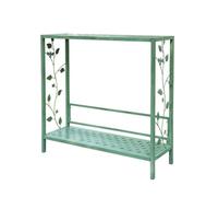 Générique Tables Console Extérieur avec Découpes De Fleurs, Table D'appoint Patio en Métal Résistant Aux Intempéries, Etagere Plantes, Table de Rempotage for Cour, Balcon, Jardin(Green,110x32x100cm)
