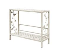 Générique Tables Console Extérieur avec Découpes De Fleurs, Table D'appoint Patio en Métal Résistant Aux Intempéries, Etagere Plantes, Table de Rempotage for Cour, Balcon, Jardin(White,100x32x80cm)