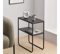 Générique Tables d'appoint étroites pour Salon avec étagères de Rangement, Petite Table d'appoint avec étagère à Deux Niveaux, Tables d'appoint Fines pour Petits espaces, Noires