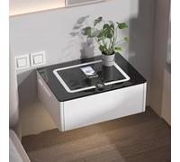 générique Tables de Chevet avec tiroirs, Applique Murale Blanche avec Station de Charge et Lampe Fine pour Un Rangement Intelligent dans la Chambre
