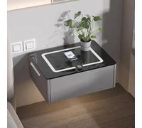générique Tables de Chevet avec tiroirs, Applique Murale Blanche avec Station de Charge et Lampe Fine pour Un Rangement Intelligent dans la Chambre