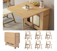 Générique Tables de Salle à Manger Extensible en Bois avec Rangement et roulettes Gain de Place Tables de Cuisine Pliantes multifonctionnelles(1 * 6 Tables Set)