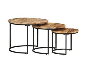 Générique Tables gigognes 3 pcs Bois de manguier Brut,Meubles,Tables,Tables Basses et Tables d'appoint,Tables Basses,Brun,13.1 KG,338002