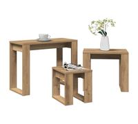 Générique Tables gigognes 3 pcs chêne Artisanal Bois d'ingénierie,Meubles, Tables, Tables Basses et Tables d'appoint, Tables d'appoint, Brun (Poids 11.7KG)