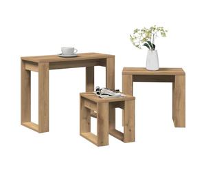 Générique Tables gigognes 3 pcs chêne Artisanal Bois d'ingénierie,Meubles, Tables, Tables Basses et Tables d'appoint, Tables d'appoint, Brun (Poids 11.7KG)