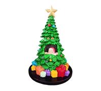 Générique Tabletop Christmas Tree | 26.5cm Resin Mini Trees with Light-Up Figurines and Santa Inside | Festive Centerpiece for Dining Room, Counter, Fireplace, Holiday Display