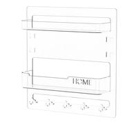 Générique Tablette De Lit Murale Adhésive Plateau De Nuit sans Perçage 24x23x5.4cm Organisateur Mural avec Crochets Et Porte-Câble Accessoire Rangement Dortoir Étudiant pour Télécommande, Lunettes