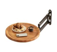 Générique Tablette Murale Escamotable pour Lit | Plateau Escamotable Fixé au Mur - Table Ronde Pliante | pour Studio Salle De Bain Cuisine Petits Espaces Entrée Salon Desserts Boissons Téléphones