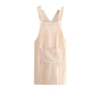 Générique Tablier De Cuisine En Coton Ample, Vêtements Travail Respirants À La Taille For Le Nettoyage Peinture Et Barbier(Beige)
