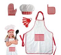 Générique Tablier de cuisine pour - Accessoires de cuisine complets, matériau en coton durable, design adapté aux, ensemble d'entretien facile, comprend des gants de chapeau, des cuillères à tap