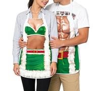 Générique Tablier de Noël - 2 Pièces Drôles Assortis Style Muscle et Bikini,Tablier De Noël Pour La Pâtisserie - pour Hommes et Femmes Adultes en Cuisine Pâtisserie Barbecue