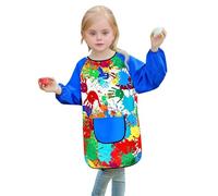 Générique Tablier de Peinture à Manches Longues pour Enfants de 3 à 12 Ans, vêtement de Protection imperméable avec Poche Avant pour activités artistiques et Bricolage