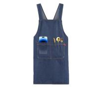 Générique Tablier pour la cuisine - Tablierr en coton léger avec poche, en denim à bretelles brodées. design croisé, unisexe, s de cuisine en denim, tablier de travail durable et résistant a