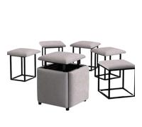 Générique Tabouret Cubes 5 Tabourets Empilables en 1 Pouf Gigogne Canapé Empilable, Tabouret for Salon, Repose-Pieds Et Poufs Élégants(Gray,45 * 45 cm)