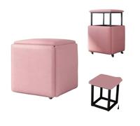 Générique Tabouret Cubes 5 Tabourets Empilables en 1 Pouf Gigogne Canapé Empilable, Tabouret for Salon, Repose-Pieds Et Poufs Élégants(Pink,45 * 45 cm)
