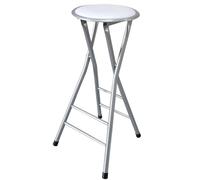 Générique Tabouret de Bar Pliant sans Dossier avec 2 Paires de Traverses, Stool Adulte en Hauteur Blanc for Cuisine et Petit-Déjeuner, Capacité 120kg(White,24 inch(60cm))