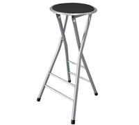 Générique Tabouret de Bar Pliant sans Dossier avec 2 Paires de Traverses, Stool Adulte en Hauteur Blanc for Cuisine et Petit-Déjeuner, Capacité 120kg(Black,24 inch(60cm))