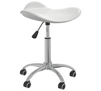 Générique Tabouret de Salon et Spa Blanc Similicuir, Réglable en Hauteur avec Pivot 360°, roulettes pour Mobilité Maximale, Charge Max 110 kg