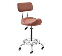 Générique Tabouret De Selle avec Repose-Pieds, en Cuir PU, Pivotant, Réglable, Roulant, avec Support Arrière, Chaise De Cuisine for Salon du Visage(Color4)