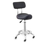 Générique Tabouret De Selle avec Repose-Pieds, en Cuir PU, Pivotant, Réglable, Roulant, avec Support Arrière, Chaise De Cuisine for Salon du Visage(Color1)