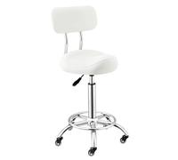 Générique Tabouret De Selle avec Repose-Pieds, en Cuir PU, Pivotant, Réglable, Roulant, avec Support Arrière, Chaise De Cuisine for Salon du Visage(Color2)