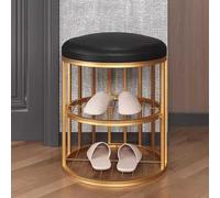 Générique Tabouret d'entrée Compact | Banc Bas avec Coussin et Structure en métal doré | Rangement à Chaussures élégant pour Petits espaces | Meuble d'entrée Compact