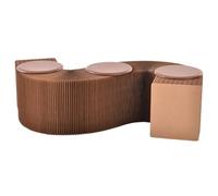Générique Tabouret en Papier Kraft Pliable en accordéon 3 Places, Chaise canapé télescopique Facile à Ranger et à Transporter, Tabouret Relaxant avec Coussin pour Cuisine, Salon et Salle à Manger