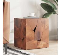 Générique Tabouret Marron 40x40x45 cm en Bois de Teck Massif, Fait Main, Repose-Pied ou Table d'appoint, Style Rustique rétro, Charge Max 110 kg