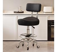 Générique Tabouret Roulant réglable, Chaise de dessinateur avec Dossier et Repose-Pieds, Chaise de Bureau pour la Maison, la Cuisine, Le Cabinet médical, Le Dentiste, l'atelier, Le Laboratoire(Black)