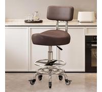 Générique Tabouret Roulant réglable, Chaise de dessinateur avec Dossier et Repose-Pieds, Chaise de Bureau pour la Maison, la Cuisine, Le Cabinet médical, Le Dentiste, l'atelier, Le Laboratoire(Brown)