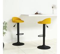 Générique Tabourets de Bar Lot de 2 Jaune Velours,Tabourets de Bar,11.3KG-333608