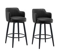 Générique Tabourets de Bar pivotants Ensemble de 2 avec Dos et Bras, Rembourrage en Cuir, Jambes en métal et Repose-Pieds pour îlot de Cuisine, Salle à Manger, pub, Bar à Domicile