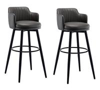 Générique Tabourets de Bar pivotants Ensemble de 2 avec Dos et Bras, Rembourrage en Cuir, Jambes en métal et Repose-Pieds pour îlot de Cuisine, Salle à Manger, pub, Bar à Domicile
