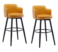 Générique Tabourets de Bar pivotants Ensemble de 2 avec Dos et Bras, Rembourrage en Cuir, Jambes en métal et Repose-Pieds pour îlot de Cuisine, Salle à Manger, pub, Bar à Domicile