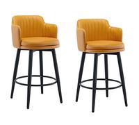 Générique Tabourets de Bar pivotants Ensemble de 2 avec Dos et Bras, Rembourrage en Cuir, Jambes en métal et Repose-Pieds pour îlot de Cuisine, Salle à Manger, pub, Bar à Domicile