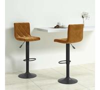 Générique Tabourets de Bar Pivotants Haute Qualité en Velours Marron - Lot de 2 avec Repose-Pied Intégré Cadre en Acier Stable Hauteur Ajustable Rotation 360°