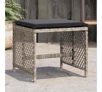 Générique Tabourets de Jardin Poly Rotin Gris, Lot de 4 avec Coussins | Cadre en Acier Enduit de Poudre, Housse Amovible Lavable, Coussin Épais pour Extérieur