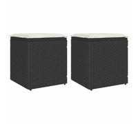 Générique Tabourets Jardin Coussins 2 pcs Noir 40x40x43 cm résine tressée,Poufs d'extérieur,10.8KG-4104039