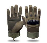 Générique Tactical Full Finger Gloves with Soft Rubber Knuckle Protection, Breathable Touchscreen Airsoft Gloves for Men, Non-Slip Grip for Motorcycle Riding, Shooting & Hiking (Green)