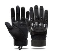 Générique Tactical Full Finger Gloves with Soft Rubber Knuckle Protection, Breathable Touchscreen Airsoft Gloves for Men, Non-Slip Grip for Motorcycle Riding, Shooting & Hiking (Black)
